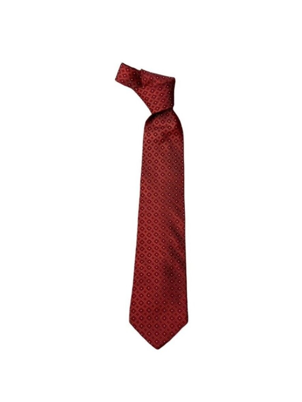 Tommy Hilfiger Red 100% Silk Diamond Pattern Necktie